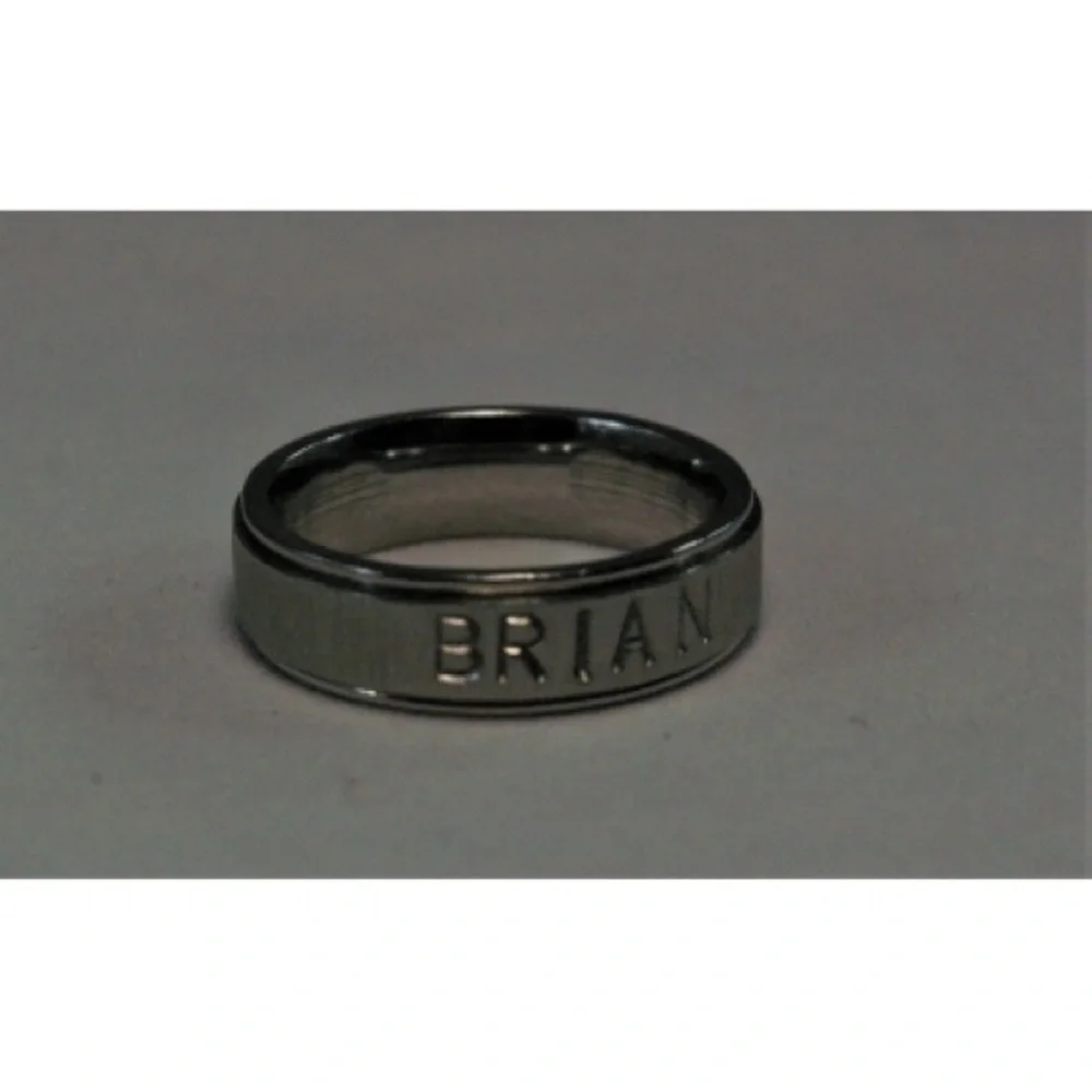 Name Rings - Names Dates on Stainless Steel Comfort Fit Ring Band Jewelry